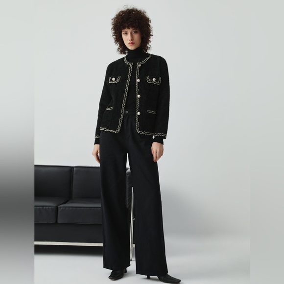 SnowFlake Jackets & Blazers - SnowFlake Fuzzy Pearl Embellished Sweater/Cardigan